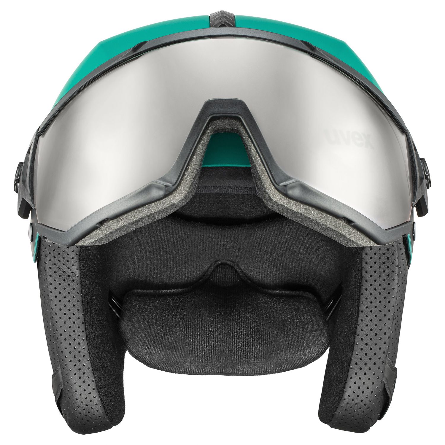 Uvex Instinct Visor, kask narciarski z wizjerem, turkusowy