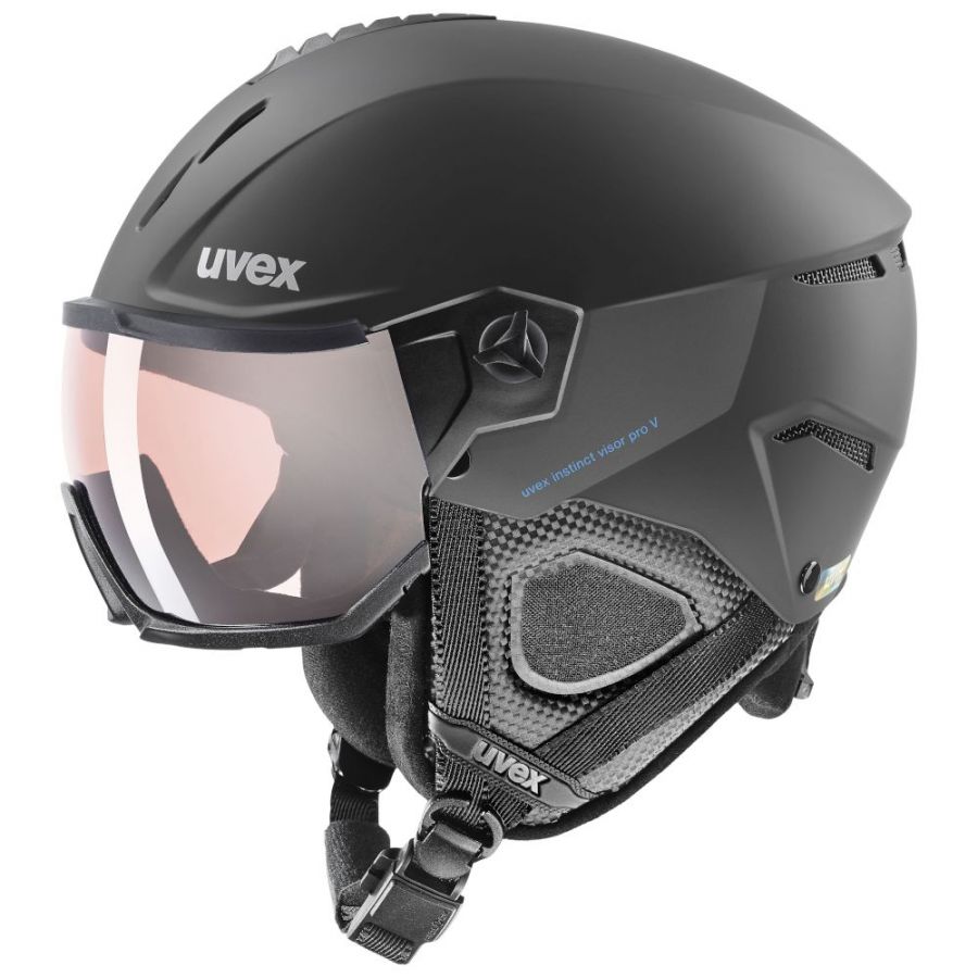 Uvex Instinct Visor Pro V, kask narciarski z wizjerem, czarny