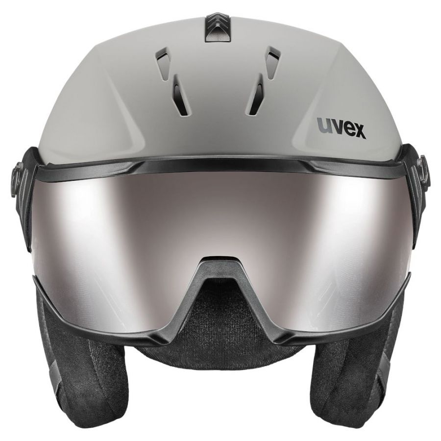 Uvex Instinct Visor Pro V, kask narciarski z wizjerem, szary