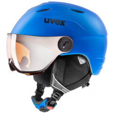 Uvex Junior Visir Pro, ski helmet with visor, mat blue