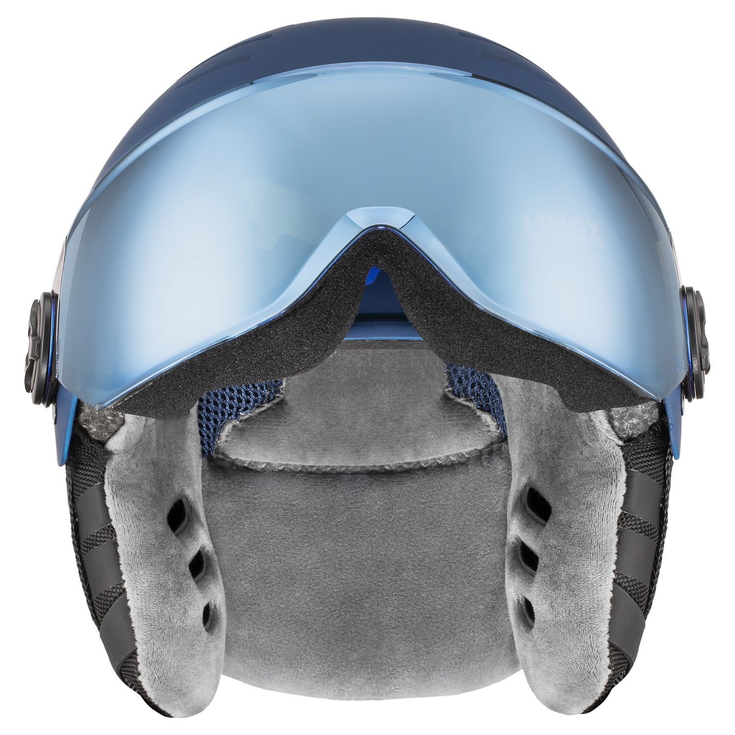 Uvex Rocket JR Visor, capacete de esqui com viseira, júnior, azul-escuro