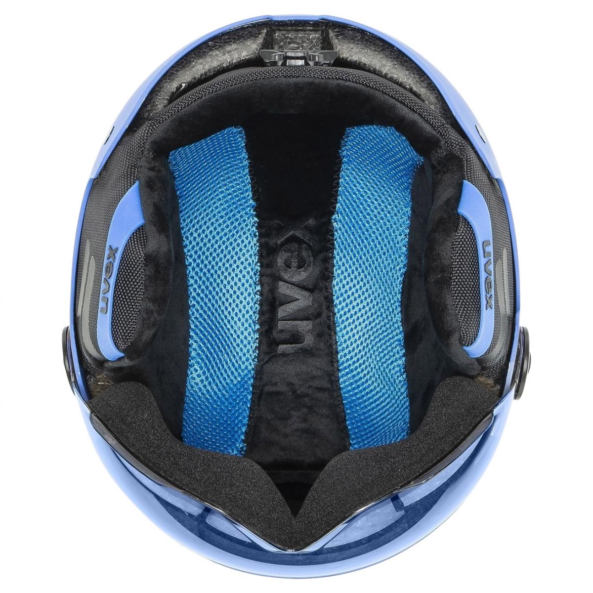 Uvex Rocket JR Visor, casco da sci con visiera, junior, blu