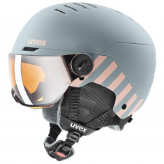 Uvex Rocket JR Visor, casco da sci con visiera, junior, grigio chiaro/rosa