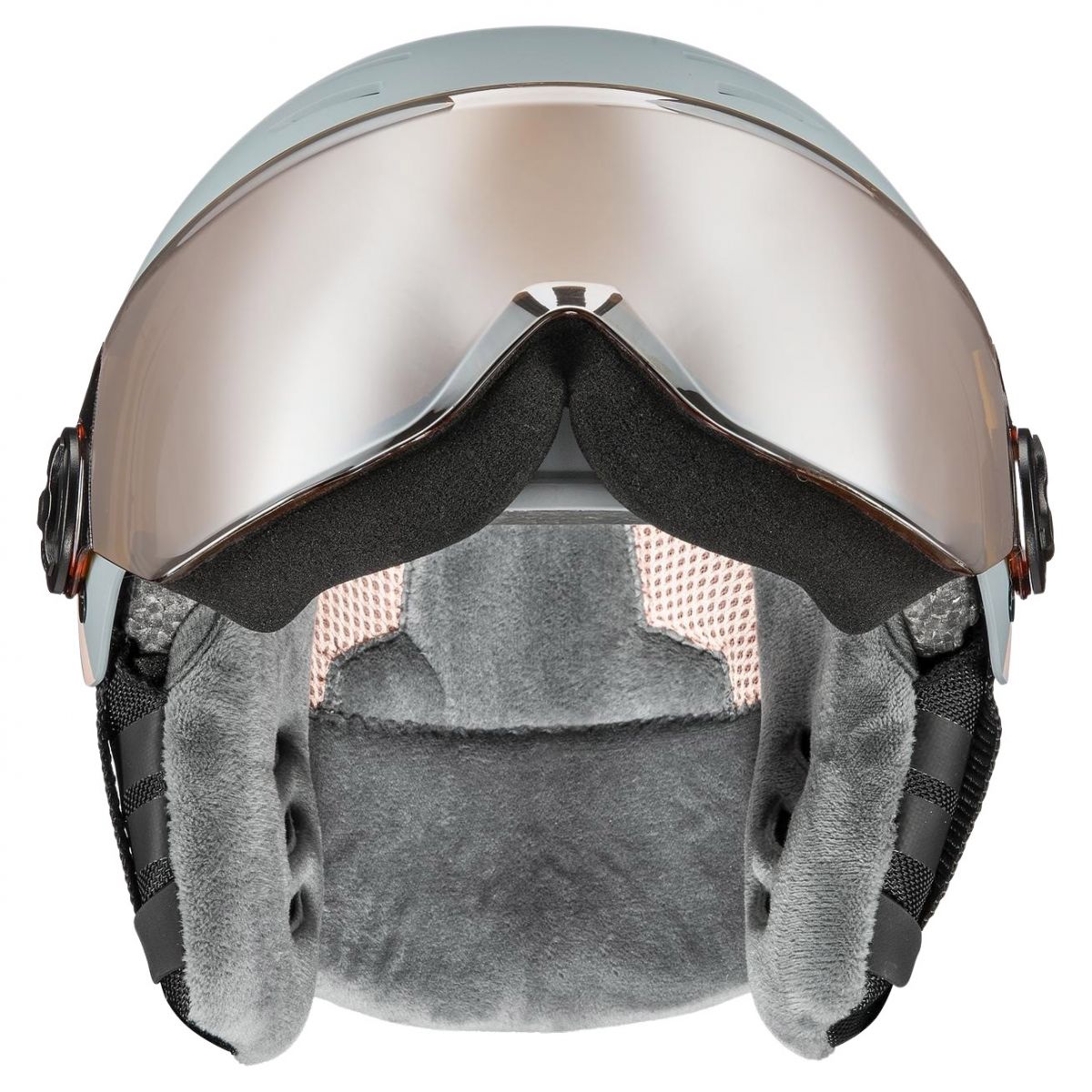 Uvex Rocket JR Visor, casco da sci con visiera, junior, grigio chiaro/rosa