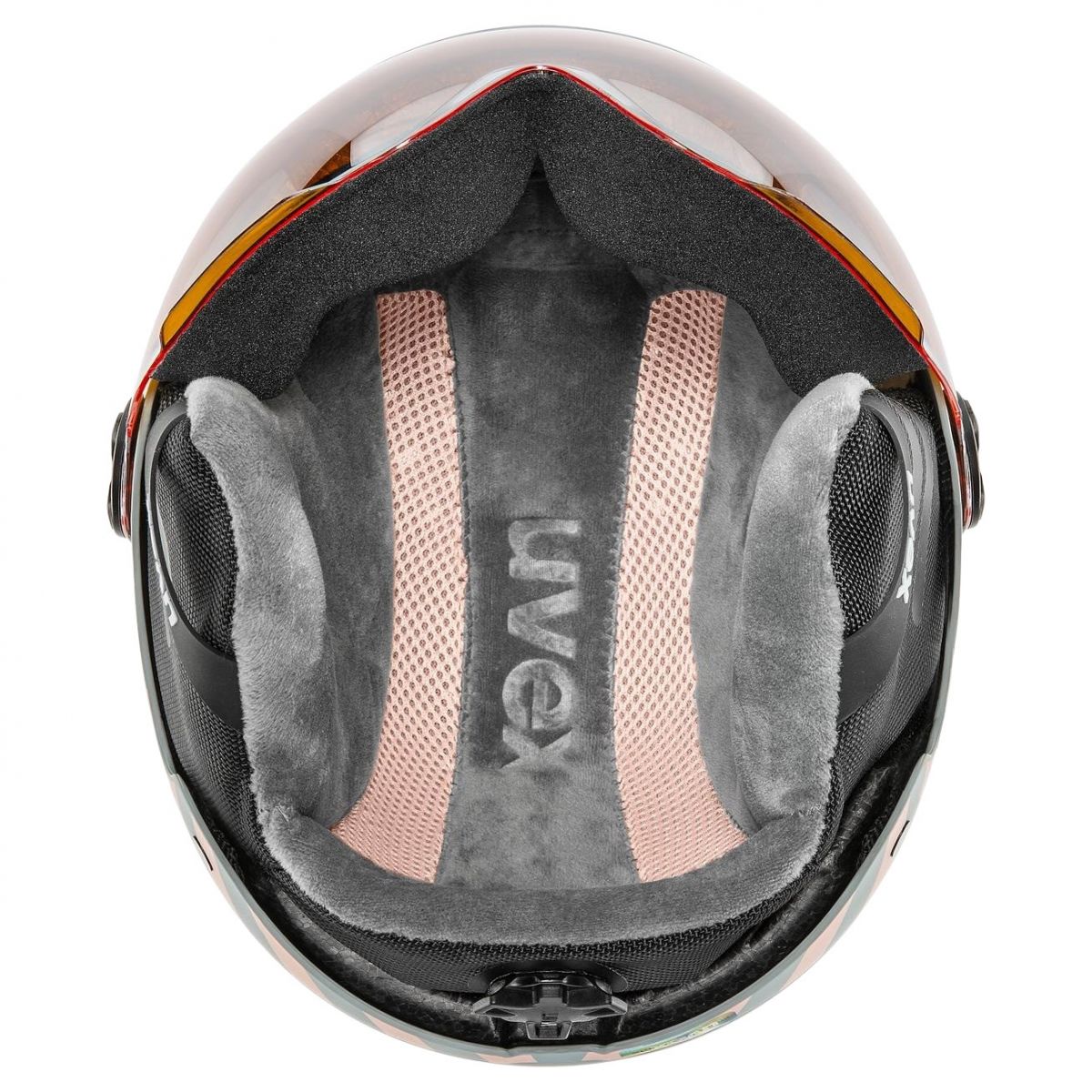 Uvex Rocket JR Visor, casco da sci con visiera, junior, grigio chiaro/rosa