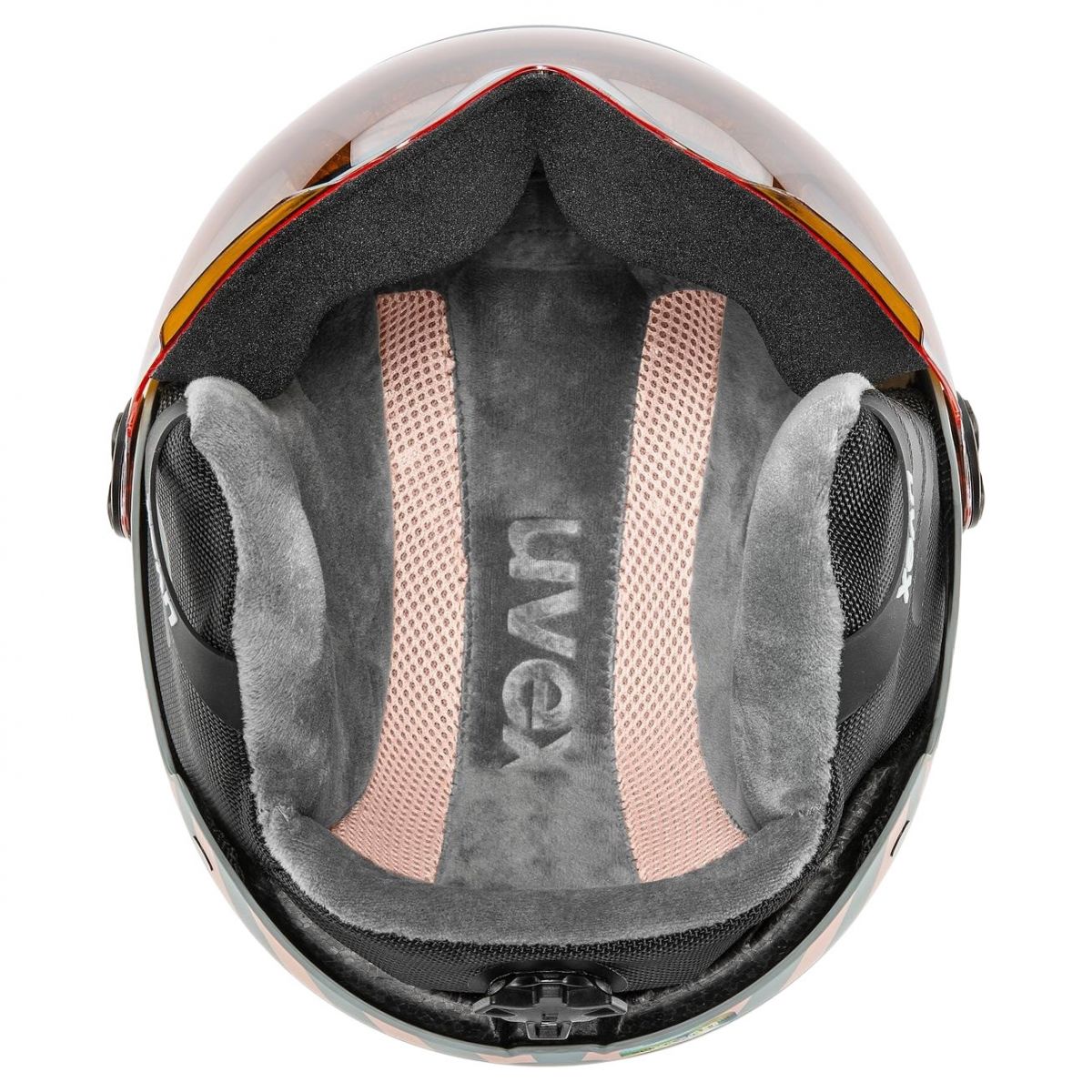 Uvex Rocket JR Visor, casque de ski avec visière, junior, gris clair/rose