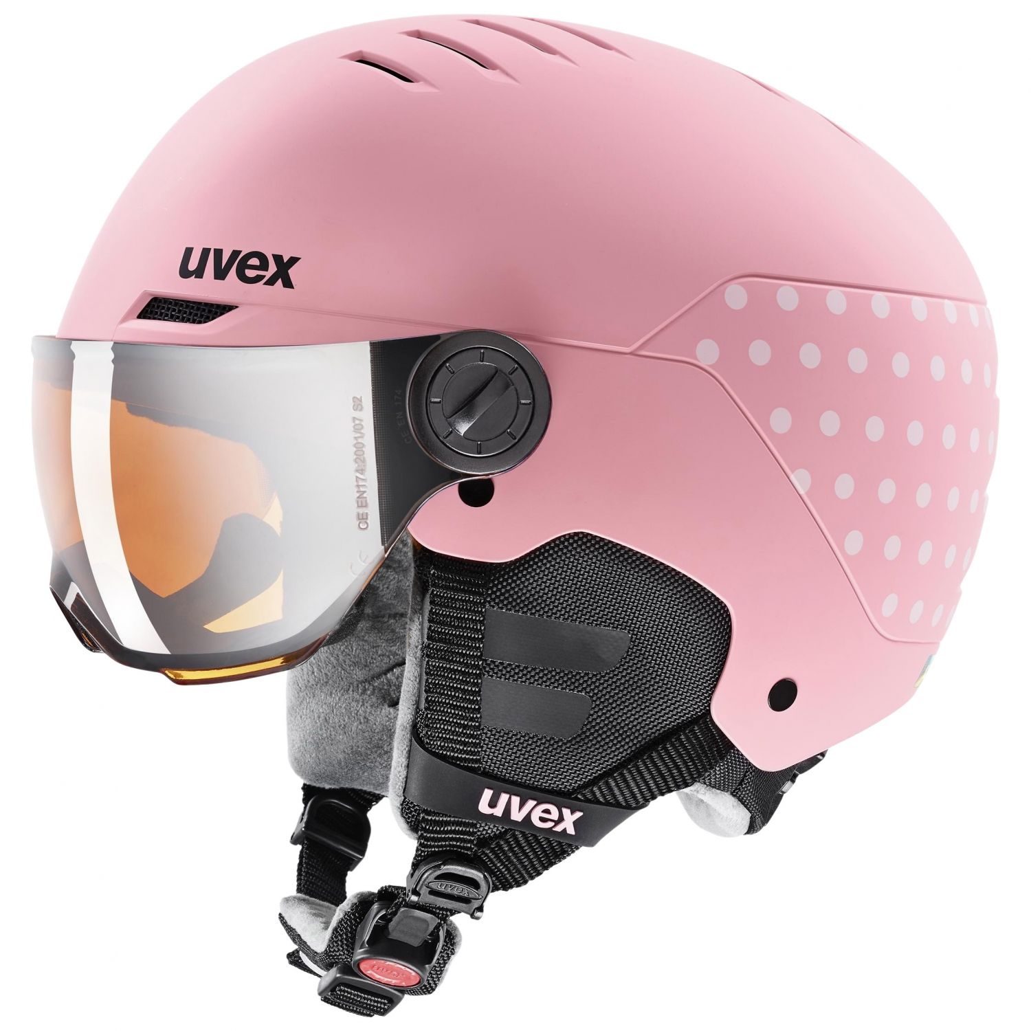 Uvex Rocket JR Visor, casque de ski avec visière, junior, rose