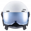 Uvex Rocket JR Visor, kask narciarski z wizjerem, junior, biały