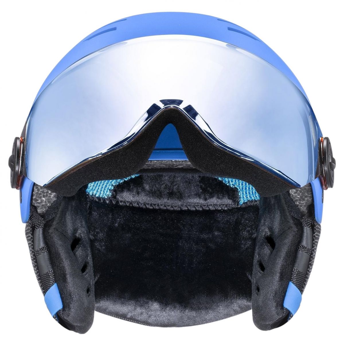 Uvex Rocket JR Visor, kask narciarski z wizjerem, juniorski, niebieski