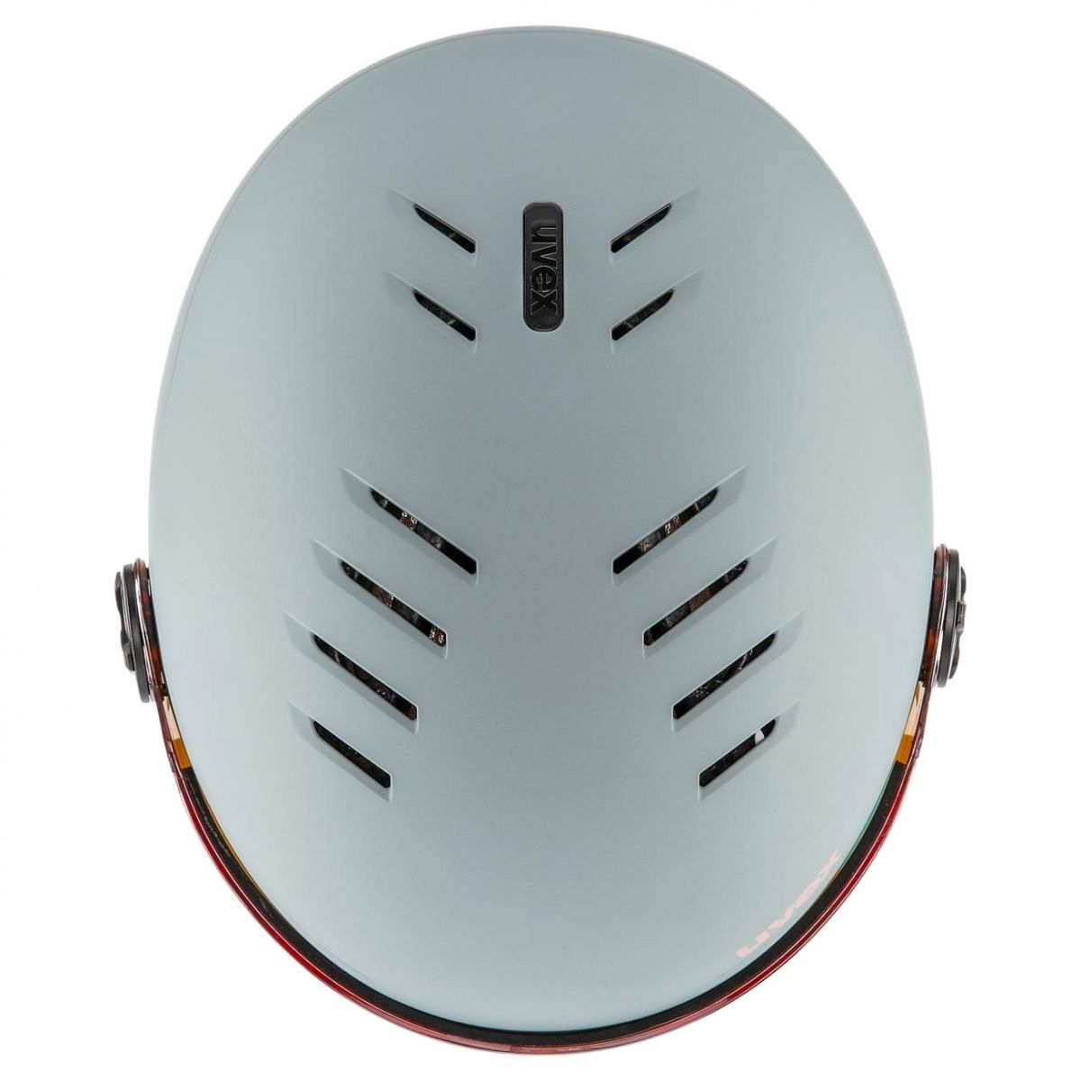 Uvex Rocket JR Visor, lyžařská helma s hledím, juniorská, světle šedá/růžová