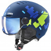Uvex Rocket JR Visor, ski helmet, junior, blue puzzle