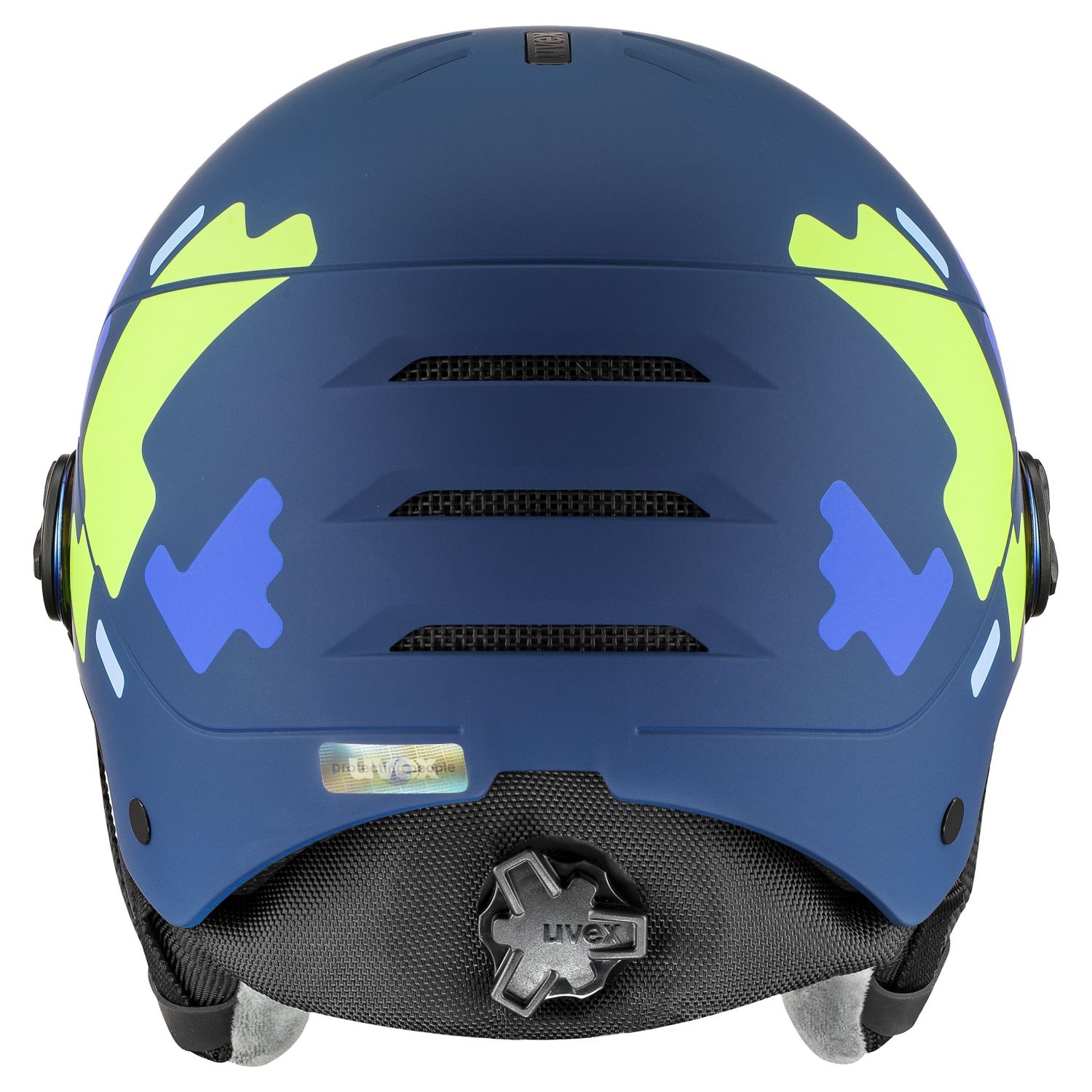 Uvex Rocket JR Visor, ski helmet, junior, blue puzzle