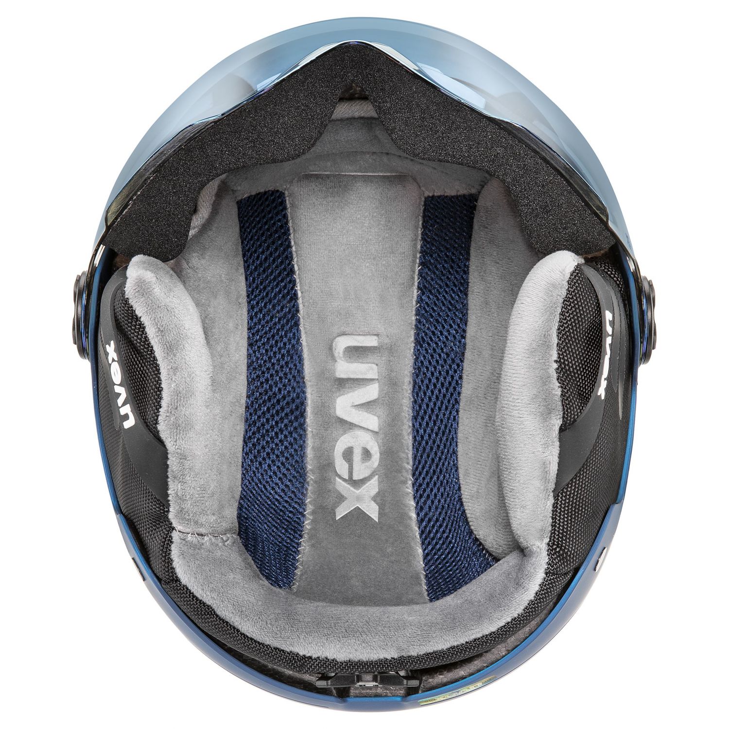 Uvex Rocket JR Visor, ski helmet, junior, blue puzzle