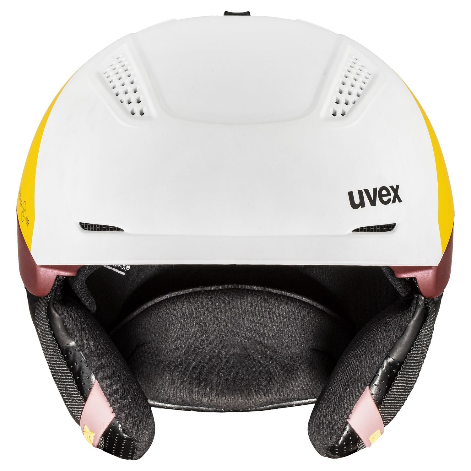 Uvex Ultra Pro, ski helm, dame, wit/geel/donkerrood