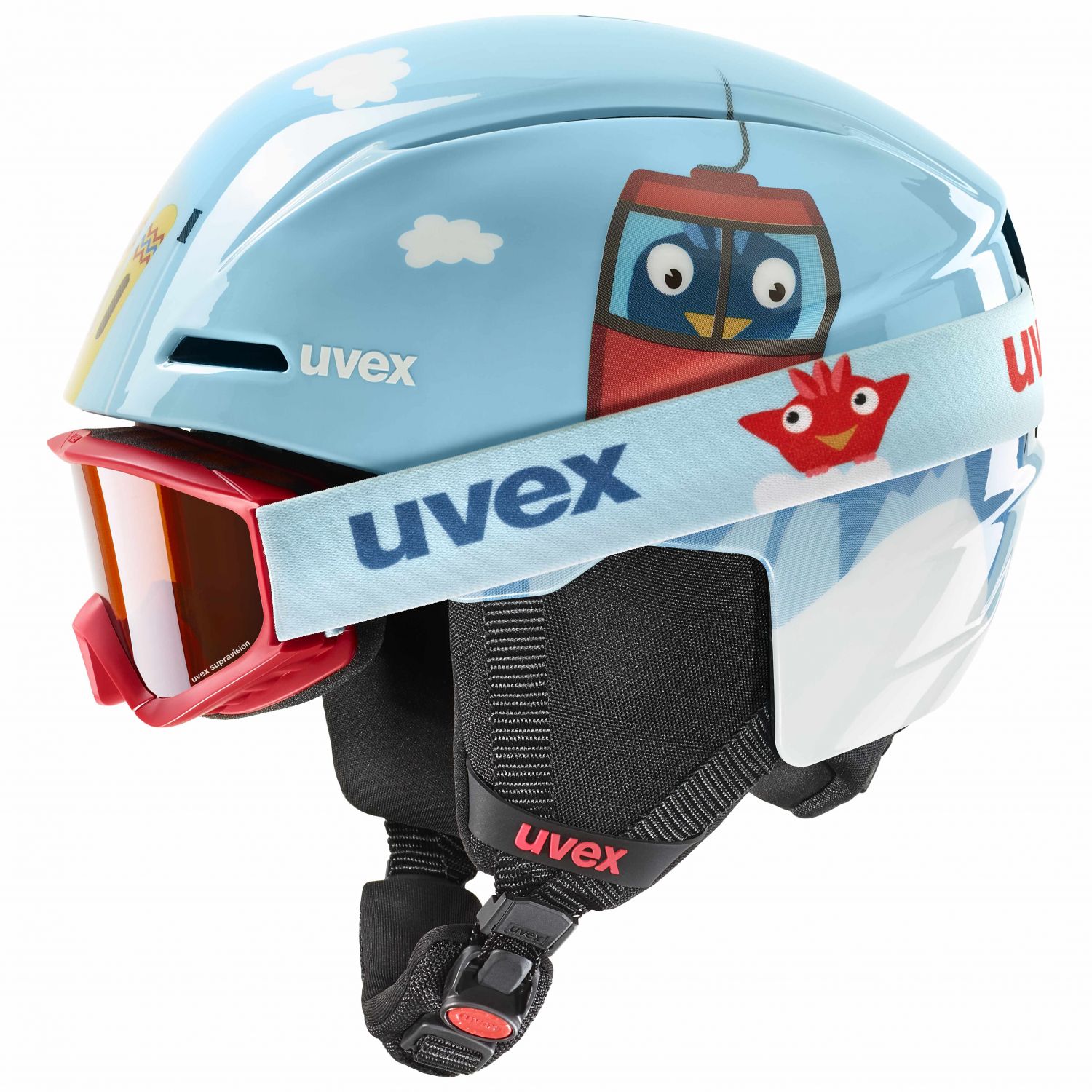 Uvex Viti Set, ski helm + ski bril, junior, lichtblauw
