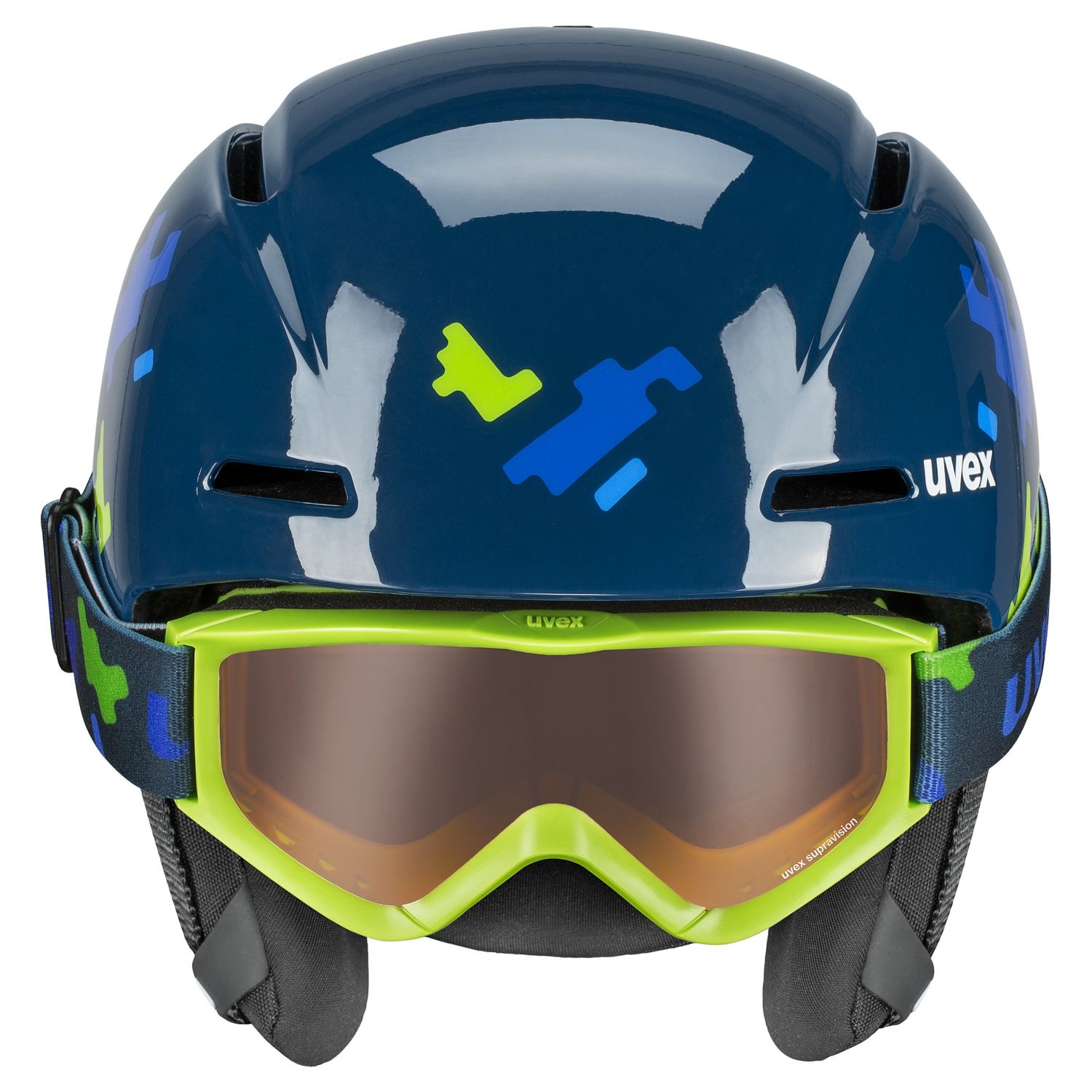 Uvex Viti Set, Skihelm + Skibrille, Junior, dunkelblau