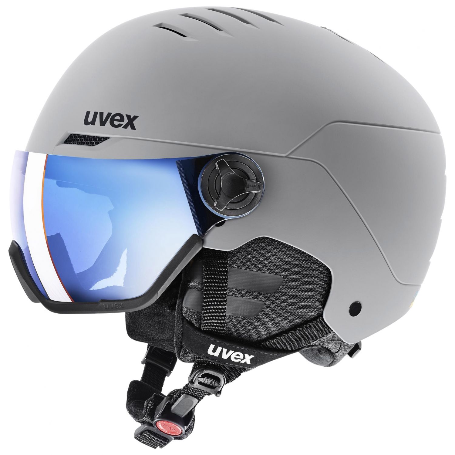 Uvex Wanted Visor, capacete de esqui com viseira, cinza