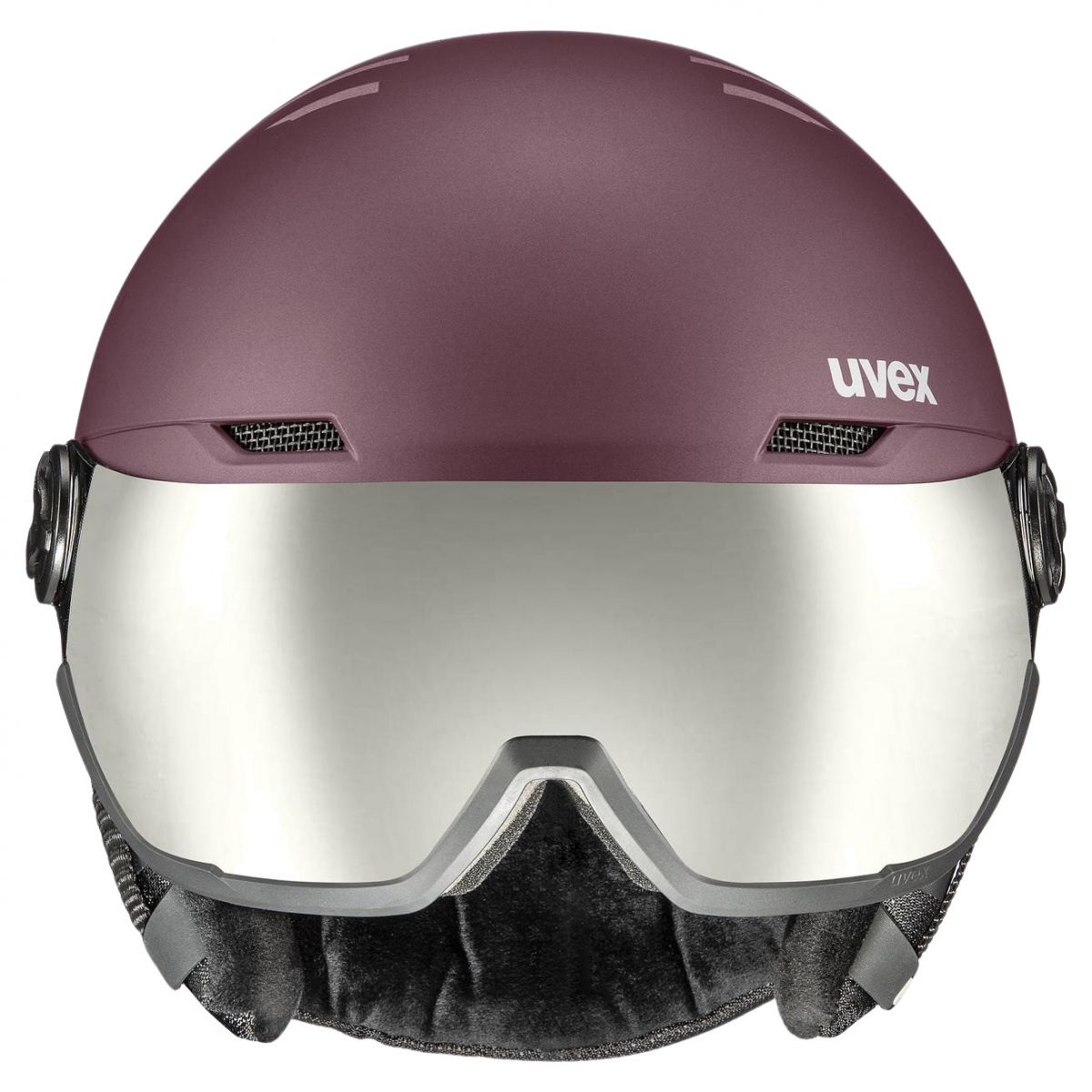 Uvex Wanted Visor, casco da sci con visiera, viola/rosa