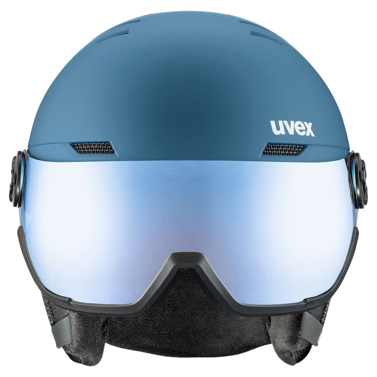 Uvex Wanted Visor, lyžiarska prilba s hľadím, modrá