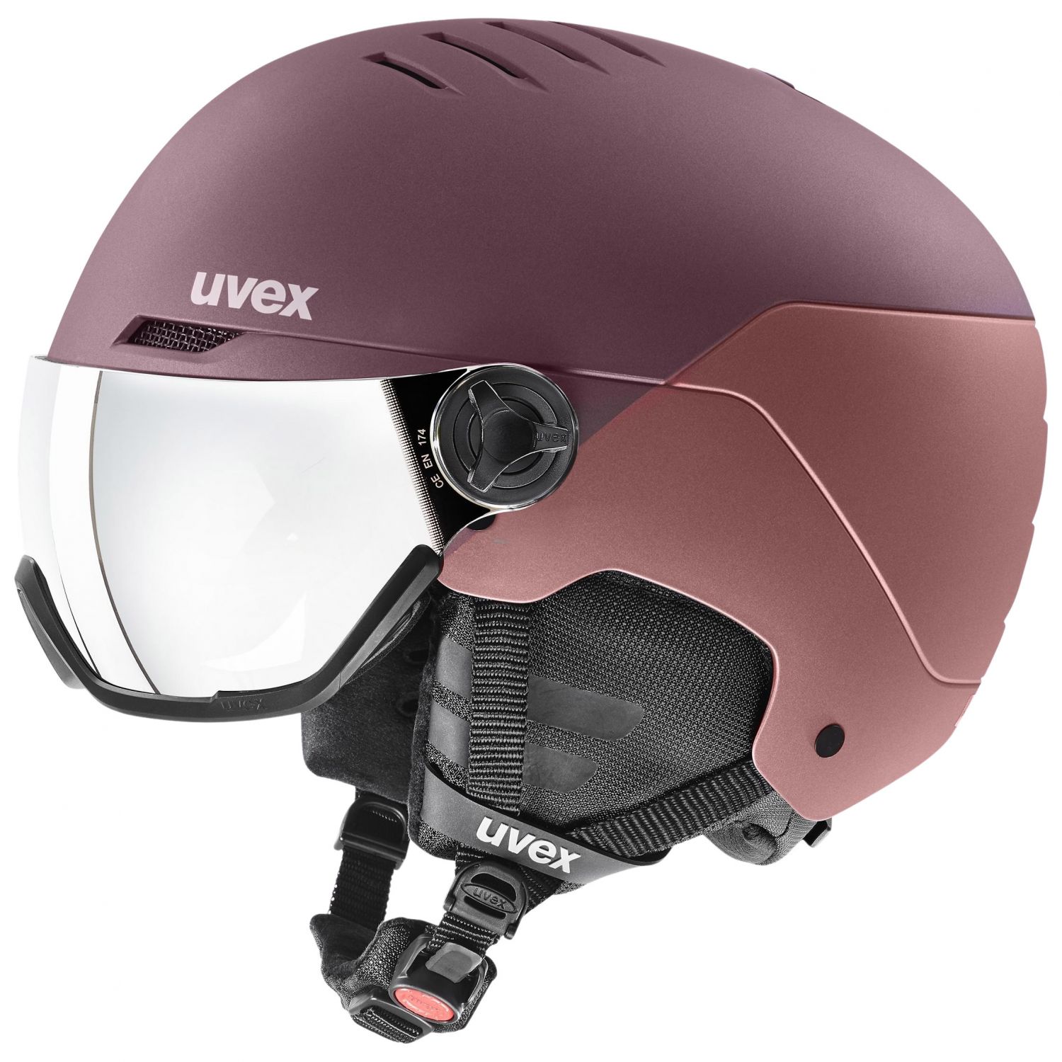 Uvex Wanted Visor, lyžiarska prilba s visierom, unisex, fialová/ružová