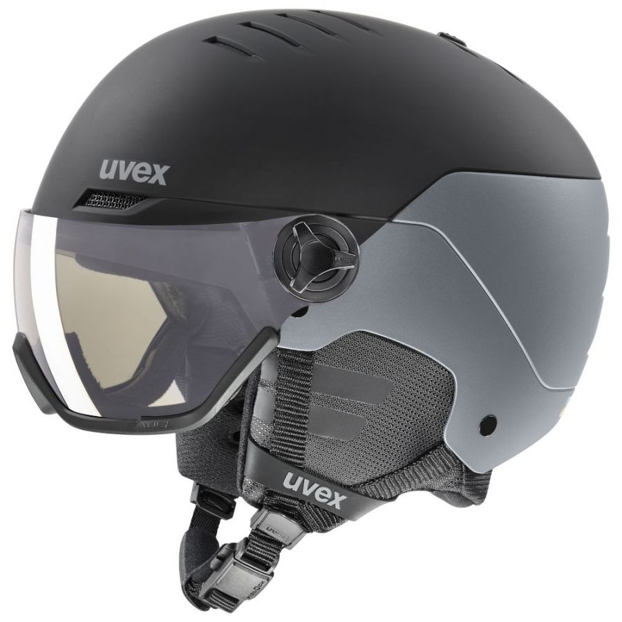 Uvex Wanted Visor Pro V, Skihjelm med Visir, Black-Silver Matt