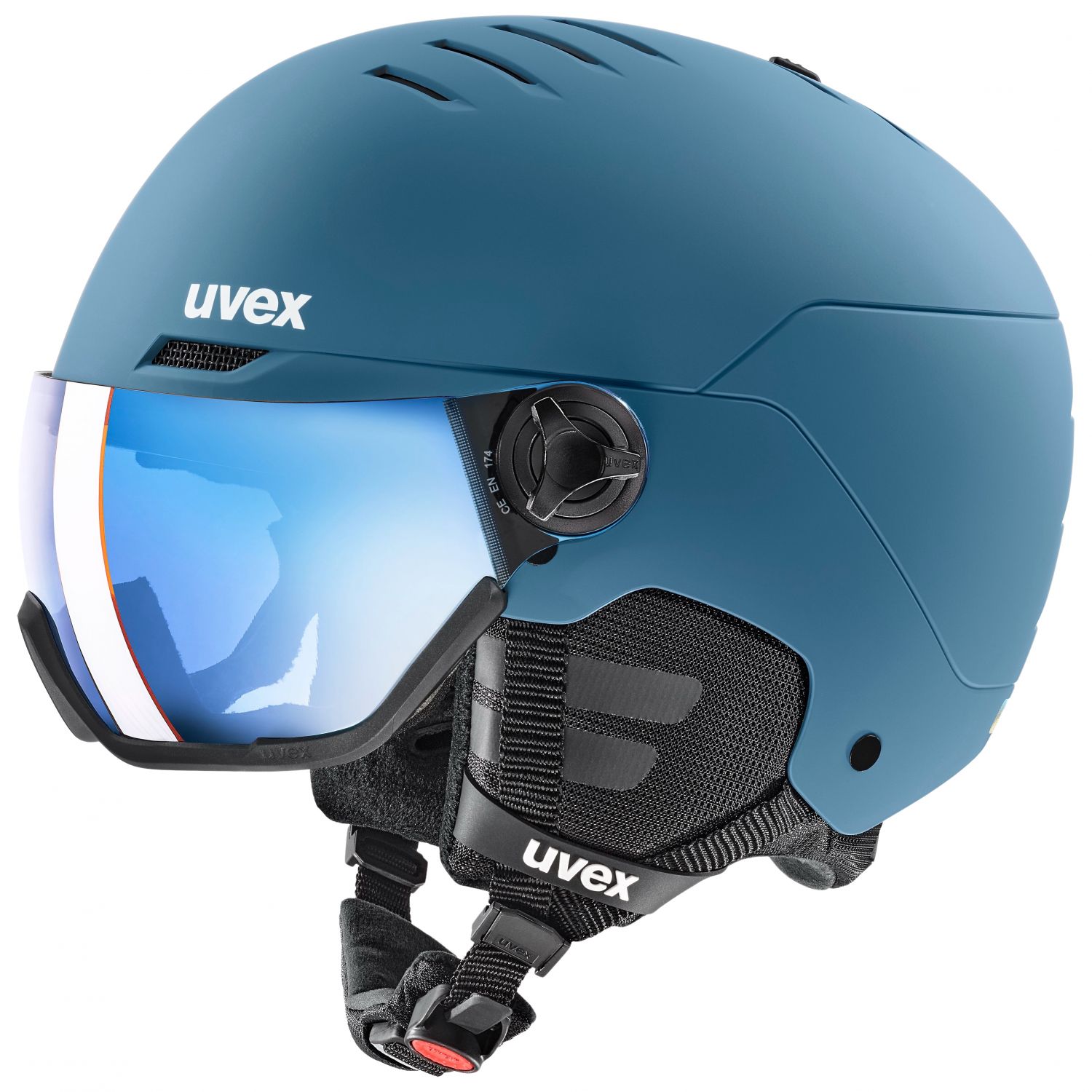 Uvex Wanted Visor, ski helm met vizier, blauw