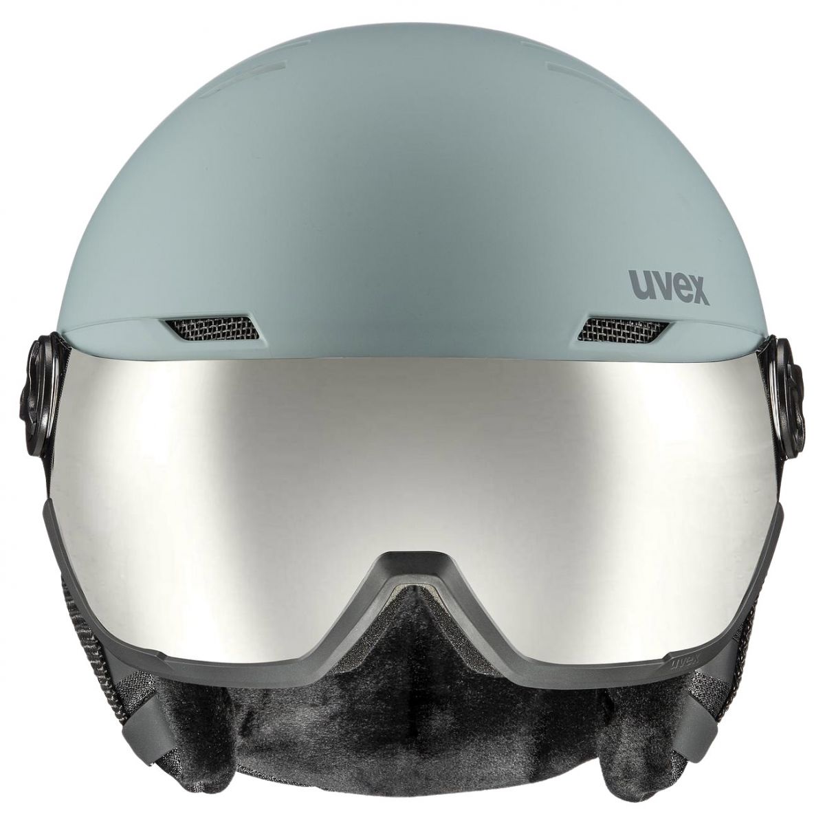 Uvex Wanted Visor, skihelm met vizier, lichtgrijs/grijs