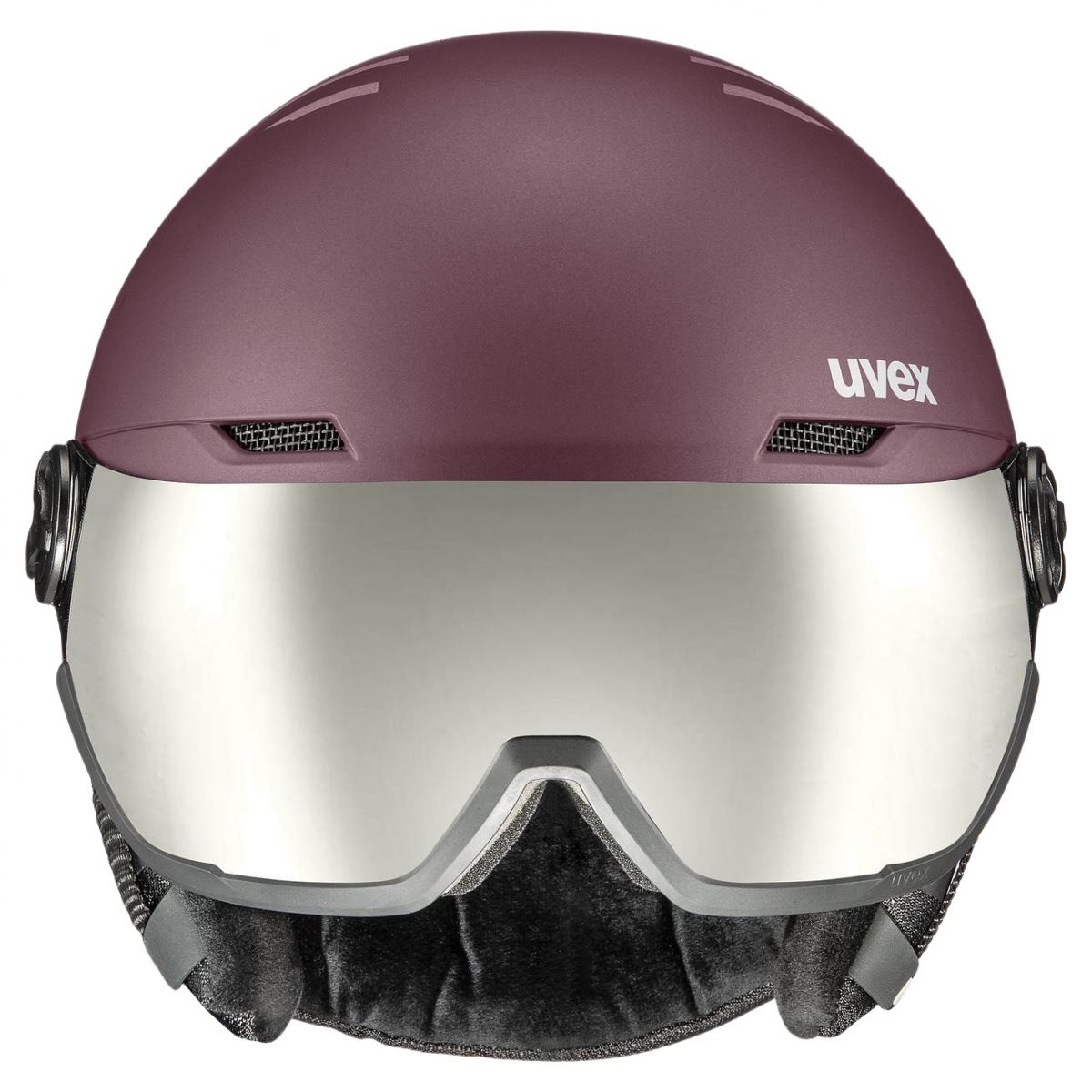 Uvex Wanted Visor, skihjelm med visir, lilla/lyserød