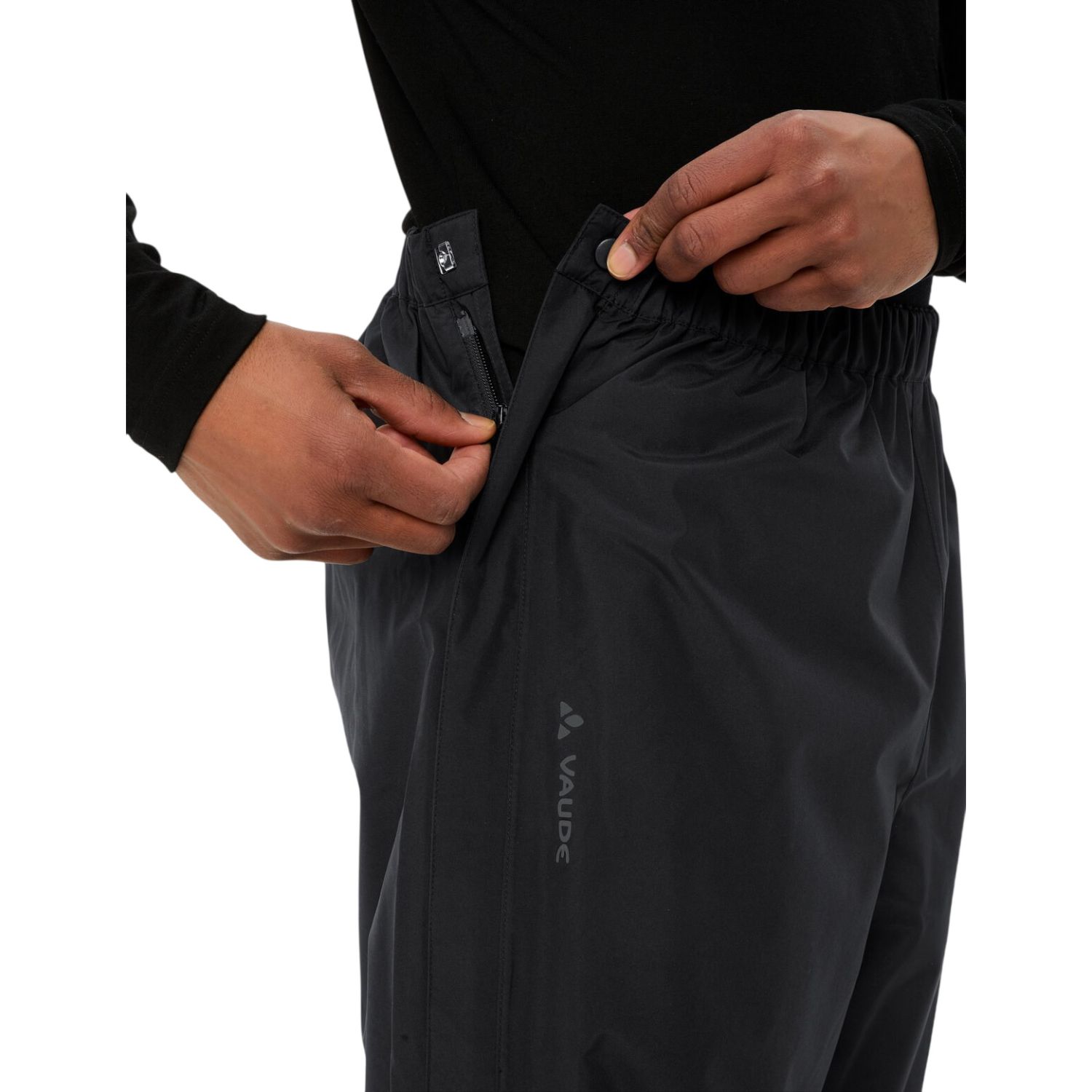 Vaude Fluid Full-zip Pants II, calças de chuva, masculino, preto