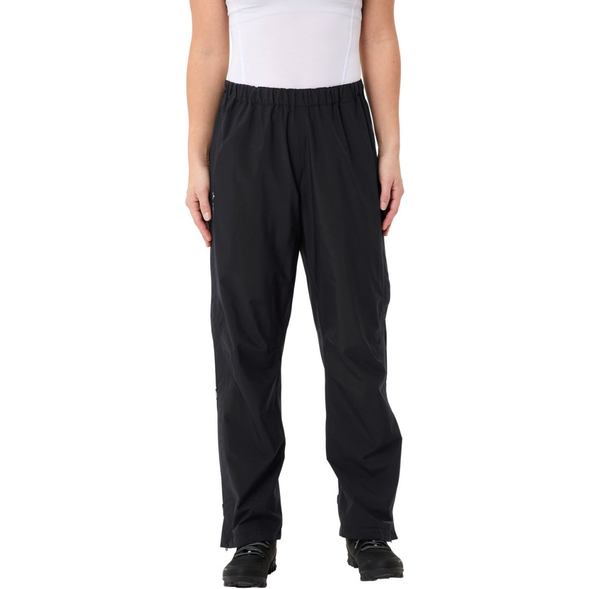 Vaude Fluid Full-Zip Pants S/S, regnbukser, dame, sort